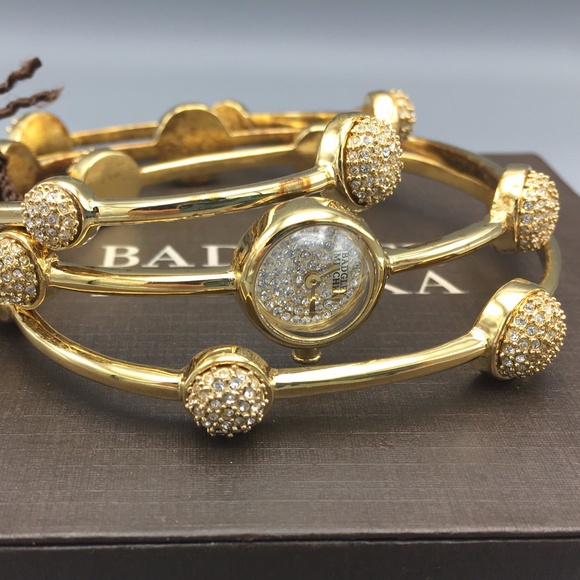 Badgley Mischka Jewelry - BADGLEY MISCHKA TIMEPIECES Gold Bangle Watch Trio